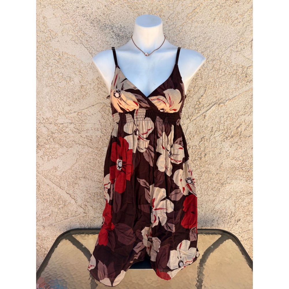 Y2K Derek Heart Floral Smocked Empire Waist Summer Dress Medium #5